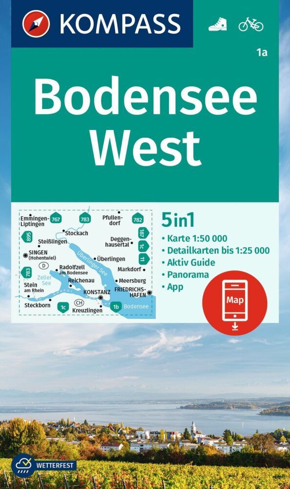 KOMPASS Wanderkarte 1a Bodensee West 1:50.000