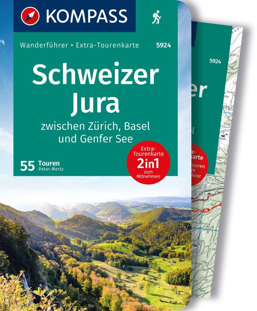 KOMPASS Wanderführer Schweizer Jura, 55 Touren mit Extra-Tourenkarte (Peter Mertz)