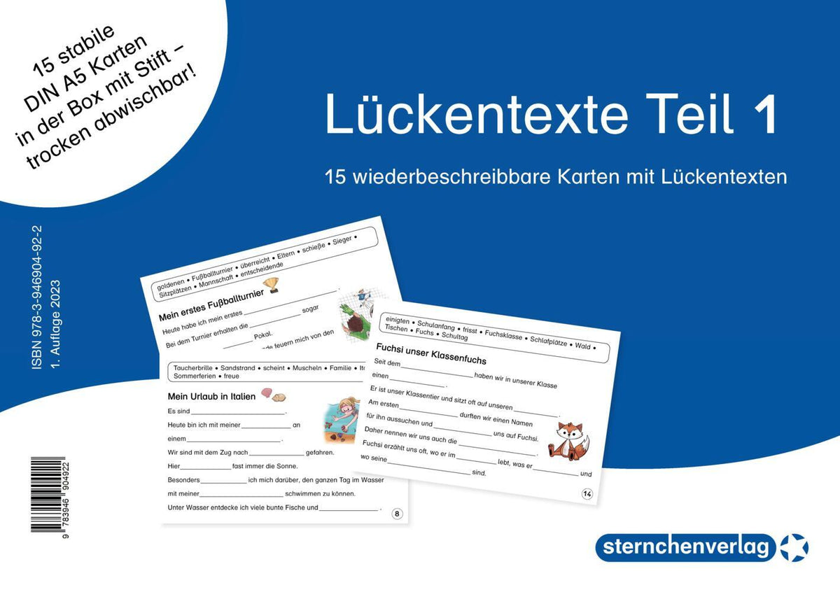 Lückentexte Teil 1 für die 1. und 2. Klasse (Sternchenverlag Gmbh)