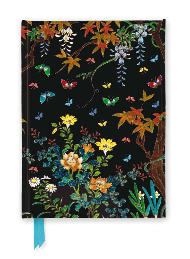 Premium Notizbuch DIN A5: Ashmolean Museum, Cloisonné Kästchen mit Blumen und Schmetterlingen (Flame Tree Publishing)