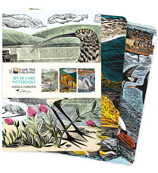 Dreier Set Mittelformat-Notizbücher: Angela Harding, Tierwelt (Flame Tree Publishing)