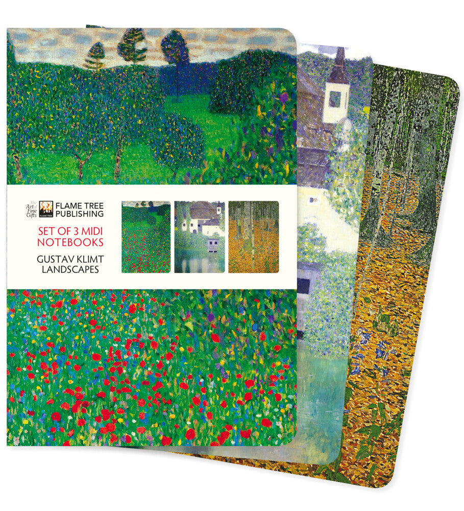 Dreier Set Mittelformat-Notizbücher: Gustav Klimt, Landschaften (Flame Tree Publishing)