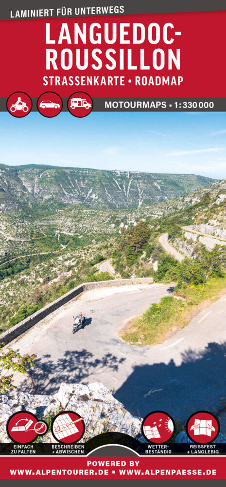MoTourMaps Languedoc-Roussillon Auto- und Motorradkarte 1:330.000 (Motourmedia)