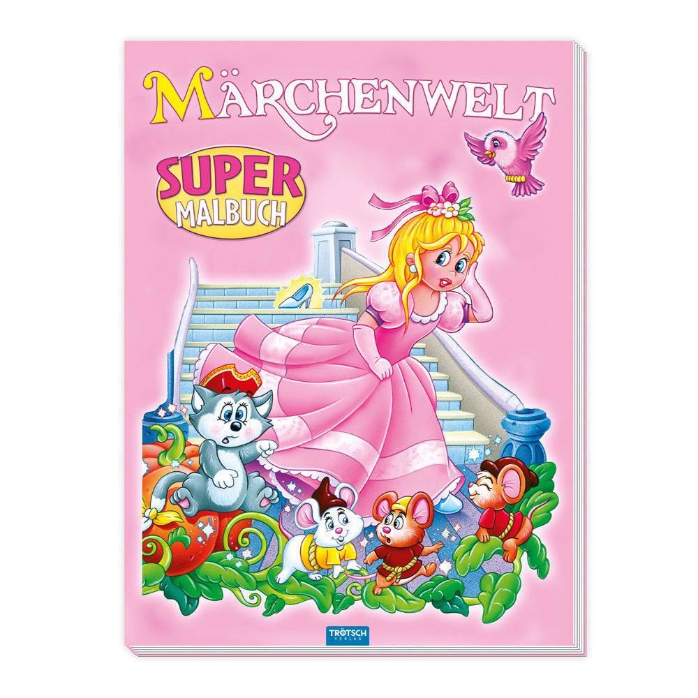 TRÖTSCH - Supermalbuch Märchenwelt | Zauberhaftes Malbuch mit 48 farbigen Malvorlagen beliebter Märchenfiguren. Ausmalbuch für Buntstifte, Wasserfarben und Wachsmalstifte | Ab 3 Jahren (Trötsch Verlag)