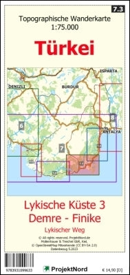 Lykische Küste 3 - Demre - Finike - Lykischer Weg - Topographische Wanderkarte 1:75.000 Türkei (Blatt 7.3) (Jens Uwe Mollenhauer)