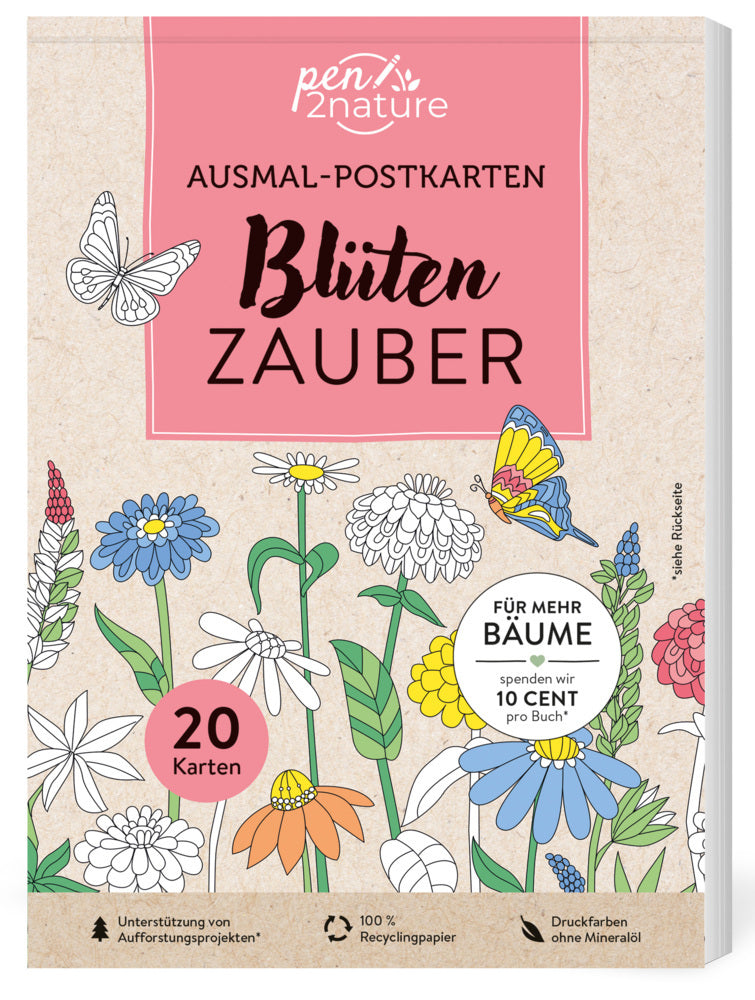 Ausmal-Postkarten Blütenzauber | 20 Karten (Pen2Nature)