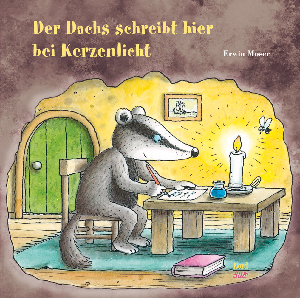 Der Dachs schreibt hier bei Kerzenlicht (Erwin Moser)