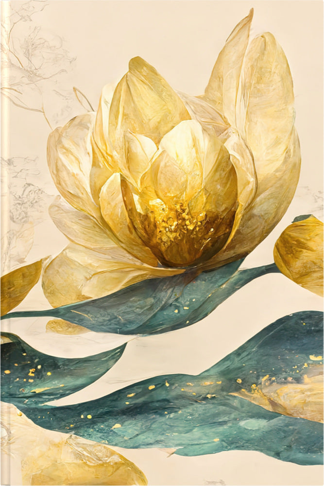 Eleganz der Natur - Premium Hardcover-Notizbuch A5 Soft Touch liniert, verzaubert durch goldenen Blütencharme (Easyoriginal Verlag)