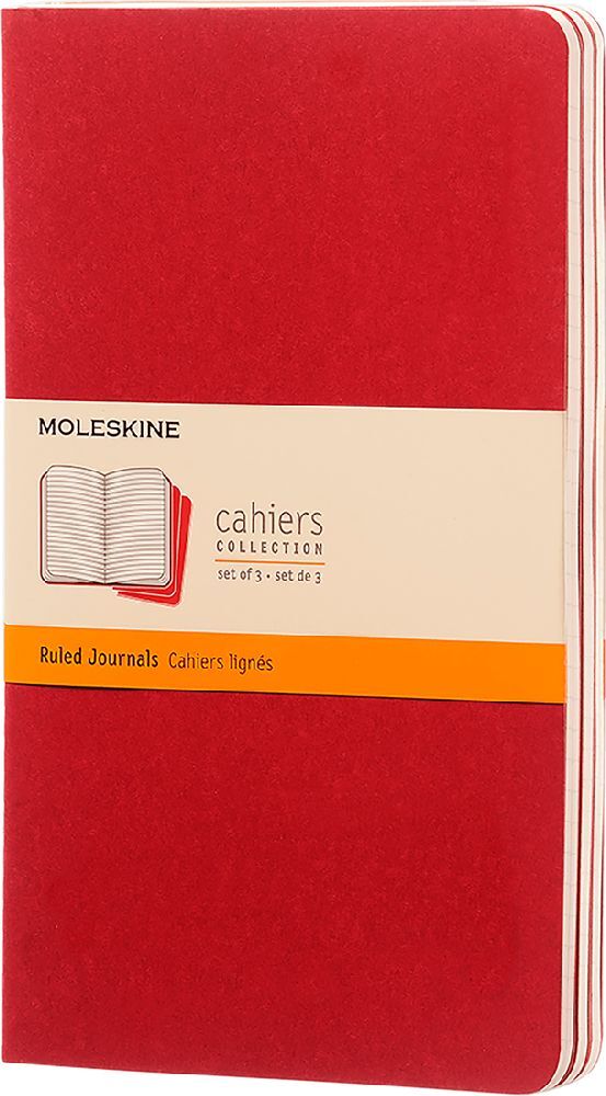 Moleskine Cahier, Large/A5, 3er Set, Liniert, Kartoneinband, Preiselbeerrot