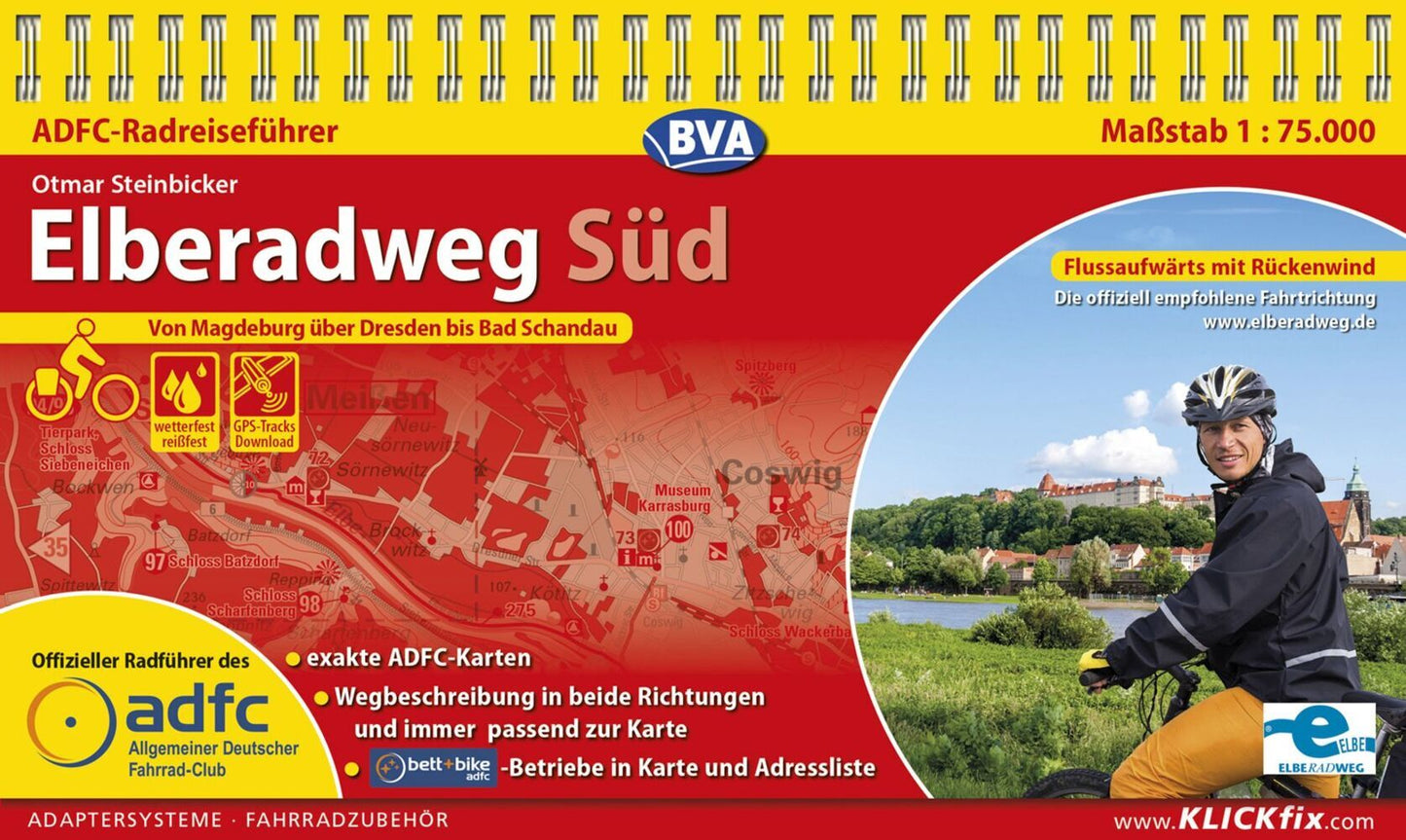 ADFC-Radreiseführer Elberadweg Süd 1:75.000 praktische , reiß- und wetterfest, GPS-Tracks Download (Otmar Steinbicker)