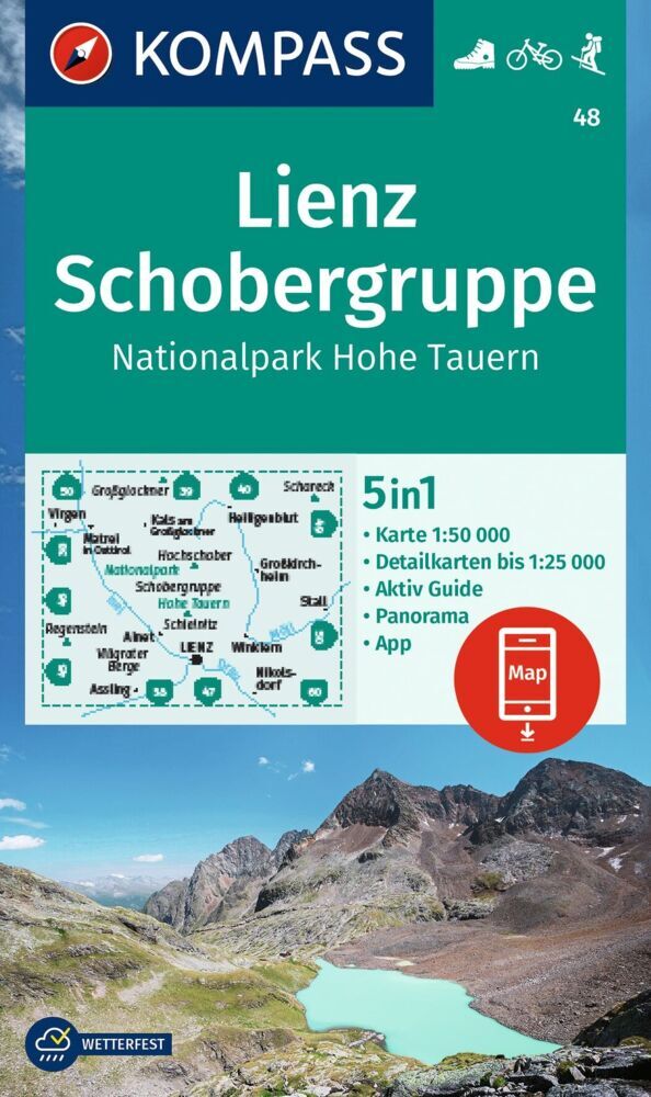 KOMPASS Wanderkarte 48 Lienz, Schobergruppe, Nationalpark Hohe Tauern 1:50.000