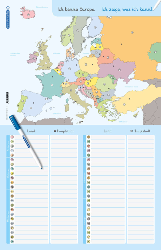 Ich kenne Europa - Länder und Hauptstädte - Lerntafel mit Stift (Sternchenverlag Gmbh)