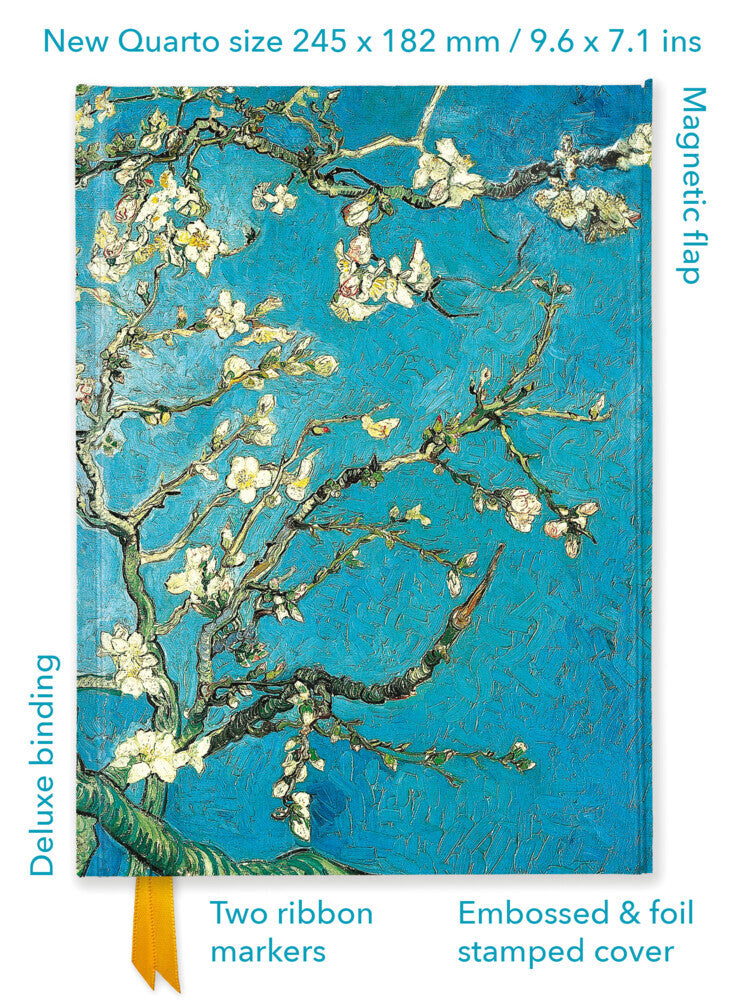 Premium Notizbuch Quartformat: Vincent van Gogh, Mandelbaum in Blüte (Flame Tree Publishing)