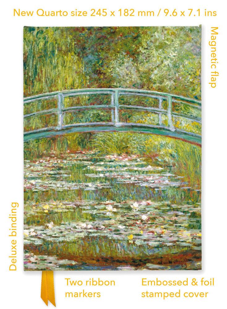 Premium Notizbuch Quartformat: Claude Monet, Die japanische Brücke (Flame Tree Publishing)