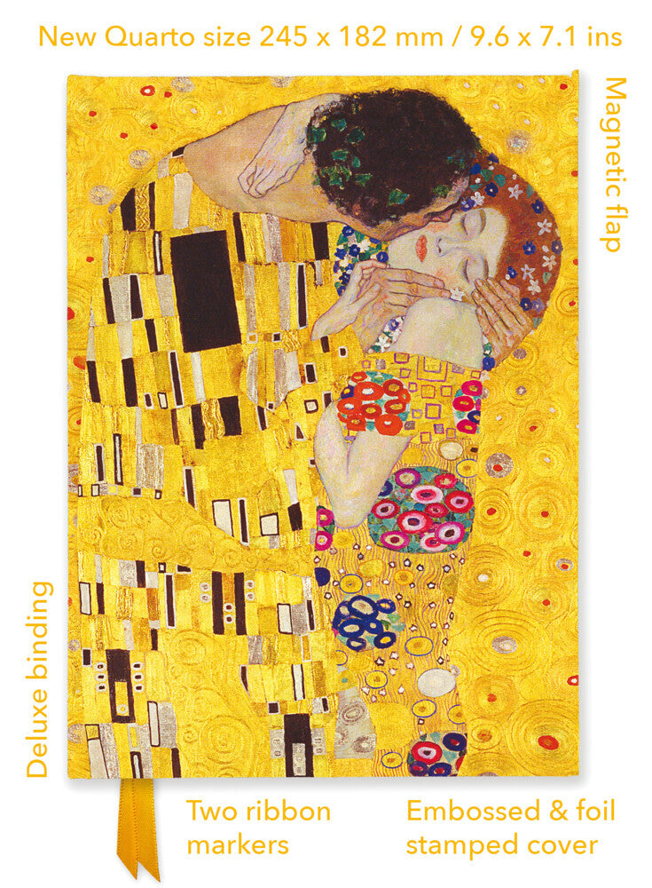 Premium Notizbuch Quartformat: Gustav Klimt, Der Kuss (Flame Tree Publishing)