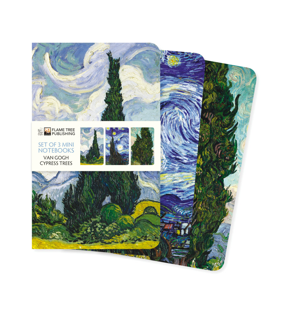 Dreier Set Mini-Notizbücher: Vincent van Gogh, Zypressen (Flame Tree Publishing)