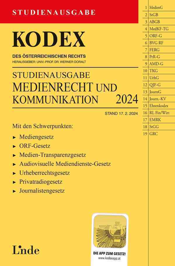 KODEX Studienausgabe Medienrecht und Kommunikation (Meinhard Ciresa)