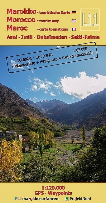 L11: Asni - Imlil - Oukaïmeden - Setti-Fatma 1:120.000 + GPS-Waypoints (Www.Marokko-Erfahren.De)