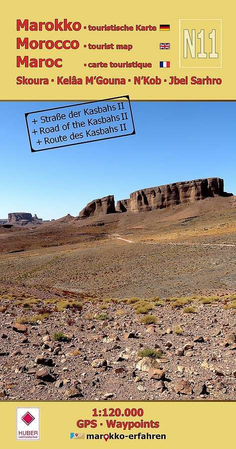 N11: Skoura - Kelâa M'Gouna - N'Kob - Jbel Sarhro + Straße der Kasbahs II 1:120.000 + GPS-Waypoints (A. & B. Conrad)