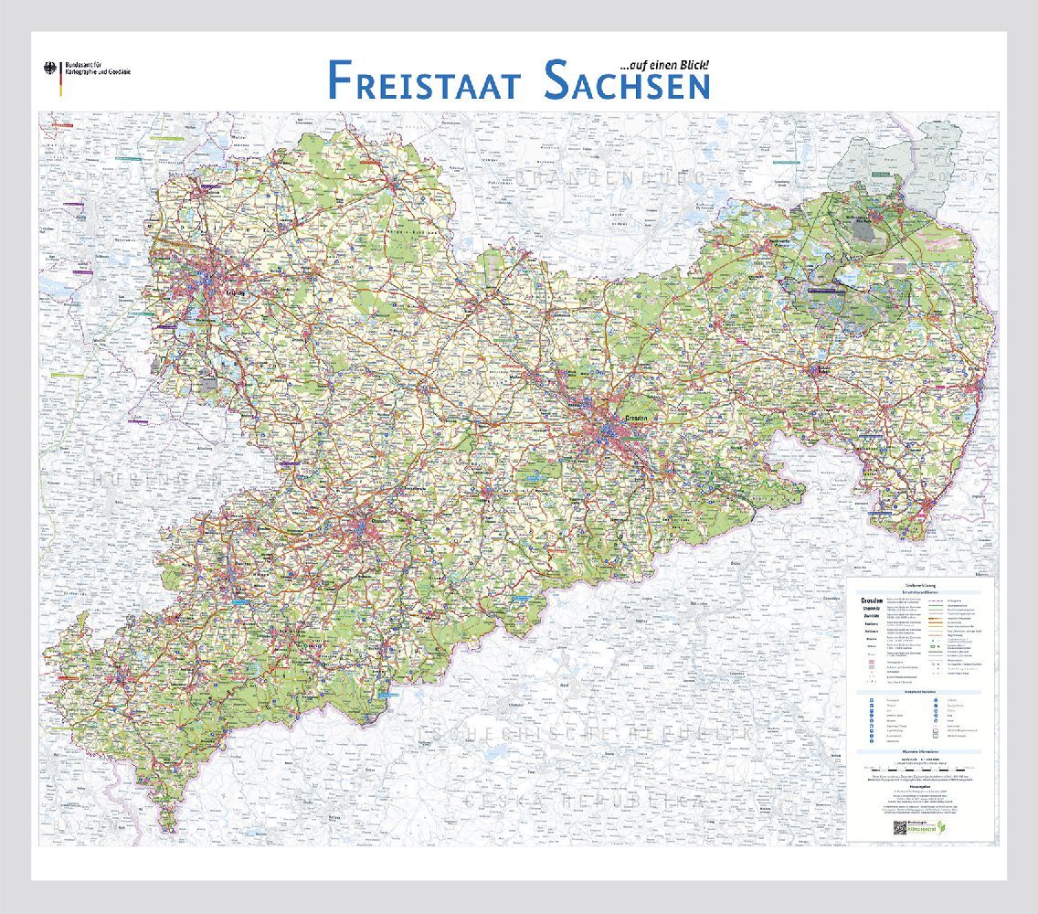 Freistaat Sachsen auf einen Blick! (Bkg - Bundesamt Für Kartographie Und Geodäsie)