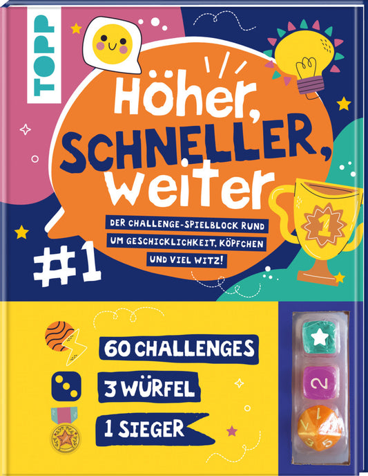 Höher, schneller, weiter! Der Challenge-Spieleblock mit 3 Würfeln (Frechverlag)