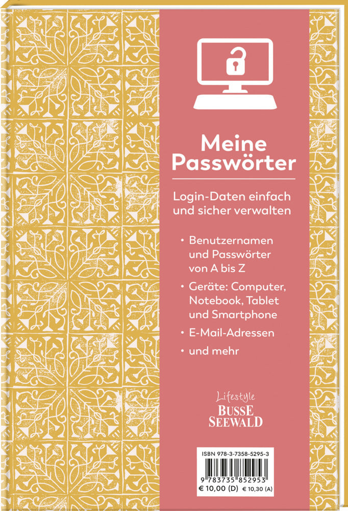 Meine Passwörter. Ein Eintragebuch für Ihre Zugangsdaten, das Sie einfach in Ihrem Bücherregal verstecken können. (Frechverlag)