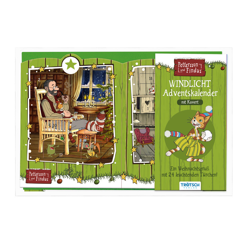 TRÖTSCH - Windlicht Adventskalender "Pettersson und Findus" | Weihnachtskalender mit 24 leuchtenden Motiven (Trötsch Verlag Gmbh & Co.Kg)