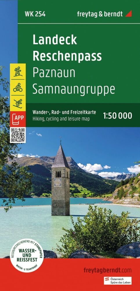 freytag & berndt Wanderkarte WK 254 Landeck - Reschenpass, Paznaun - Samnaungruppe 1:50.000