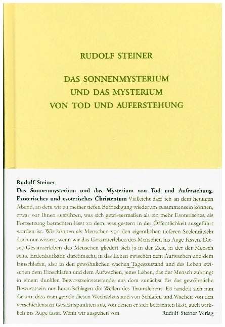 Das Sonnenmysterium und das Mysterium von Tod und Auferstehung (Rudolf Steiner)