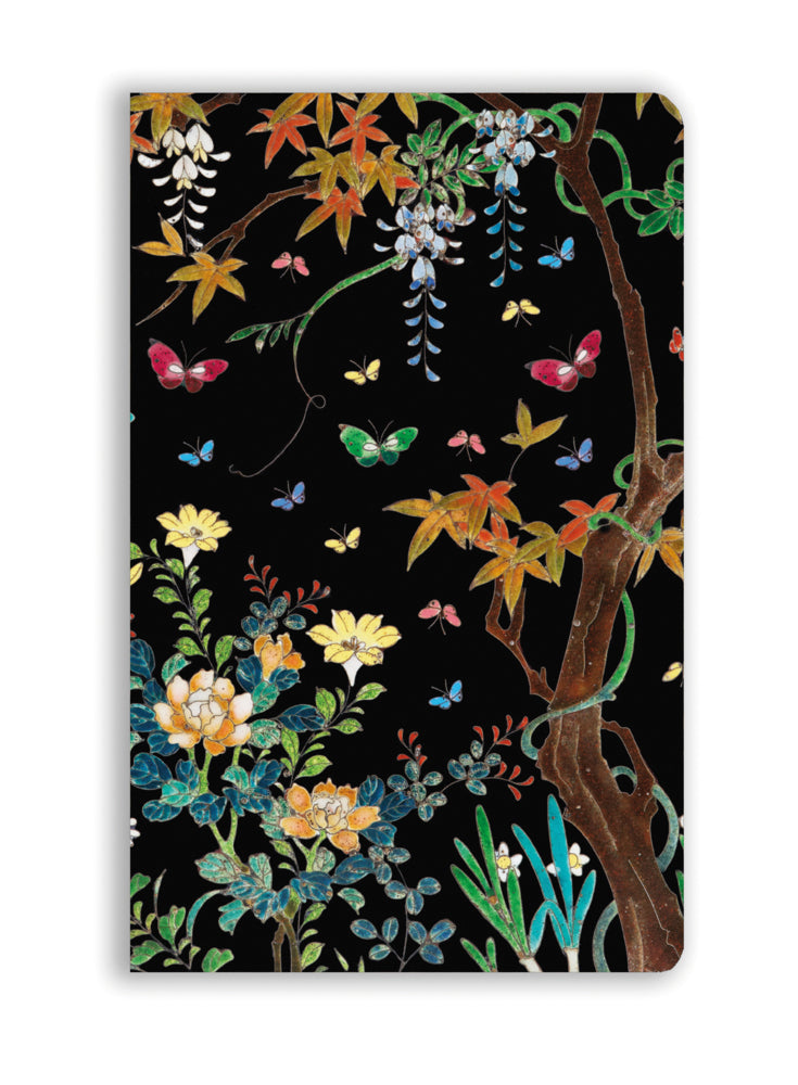 Premium Softcover Notizbuch: Ashmolean Museum, Cloisonné Kästchen mit Blumen und Schmetterlingen (Flame Tree Publishing)
