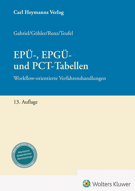 EPÜ-, EPGÜ- und PCT-Tabellen (Markus Gabriel)