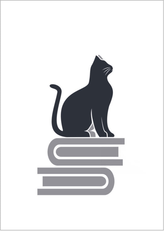 Postkarten Schwarze Bücherkatze (VE10) (Julia Bachstein)