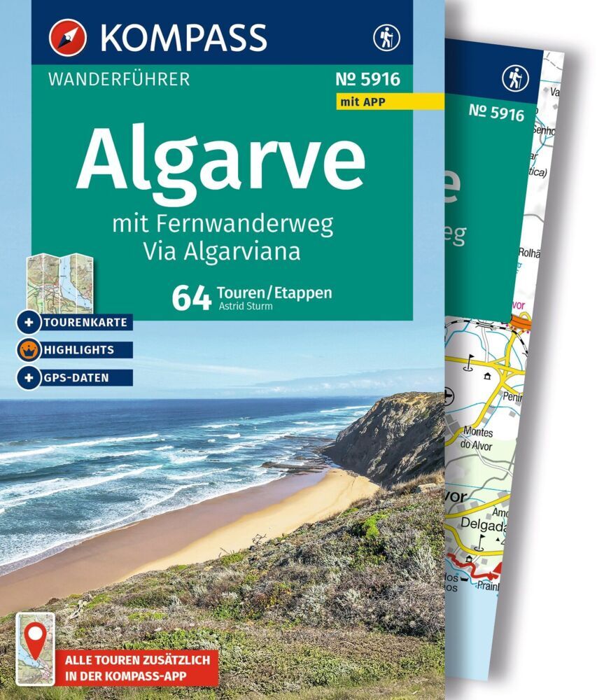 KOMPASS Wanderführer Algarve mit Fernwanderweg Via Algarviana, 64 Touren / Etappen mit Extra-Tourenkarte (Astrid Sturm)