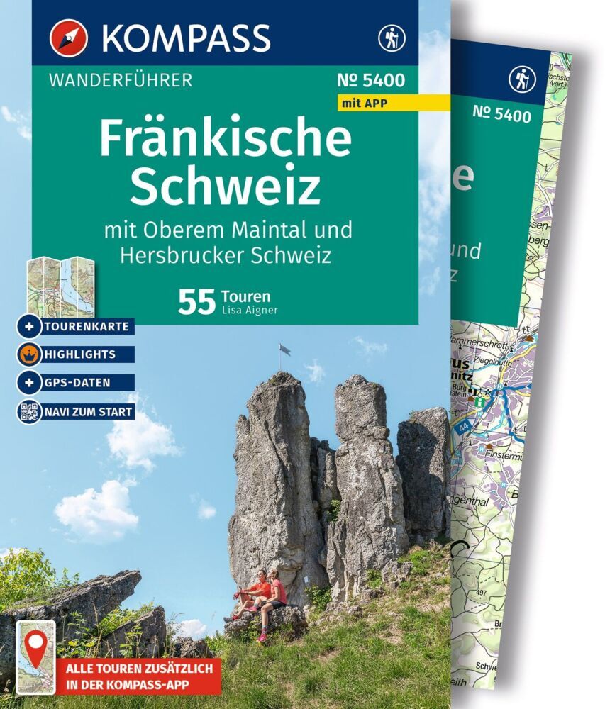 KOMPASS Wanderführer Fränkische Schweiz mit Oberem Maintal und Hersbrucker Schweiz, 55 Touren mit Extra-Tourenkarte (Lisa Aigner)