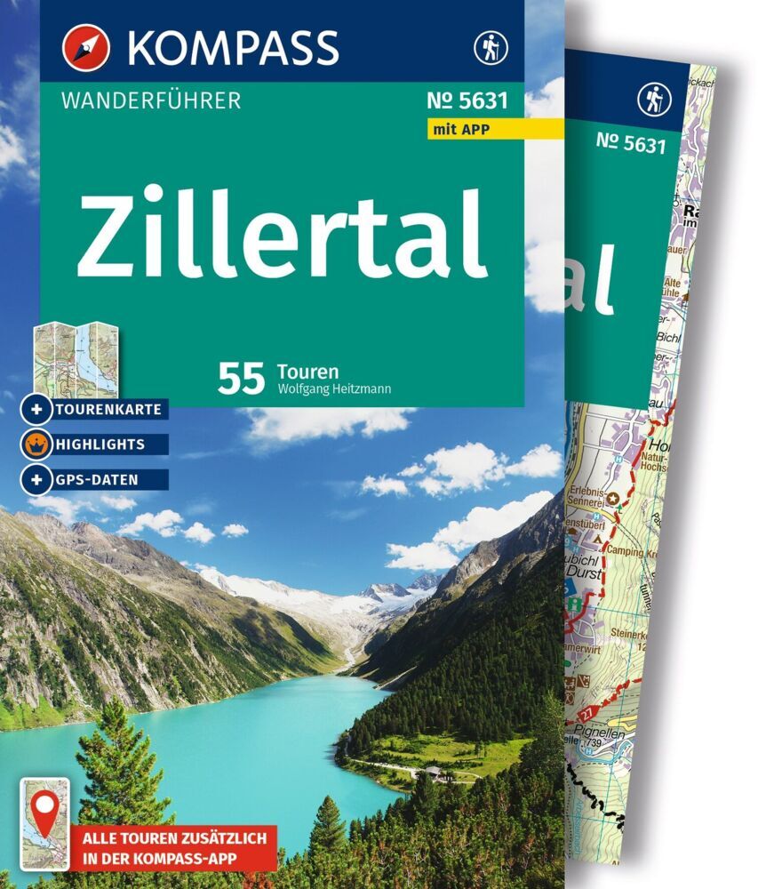 KOMPASS Wanderführer Zillertal, 55 Touren mit Extra-Tourenkarte (Wolfgang Heitzmann)