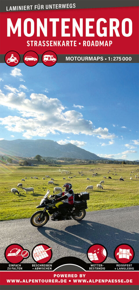 MoTourMaps Montenegro Auto- und Motorradkarte 1:275.000 (Motourmedia)