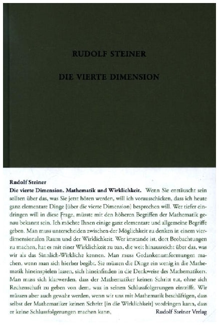 Die vierte Dimension. Mathematik und Wirklichkeit. (Rudolf Steiner)