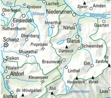 Hallwag Kümmerly+Frey Glarnerland, Muotatal - Klausenpass 60000