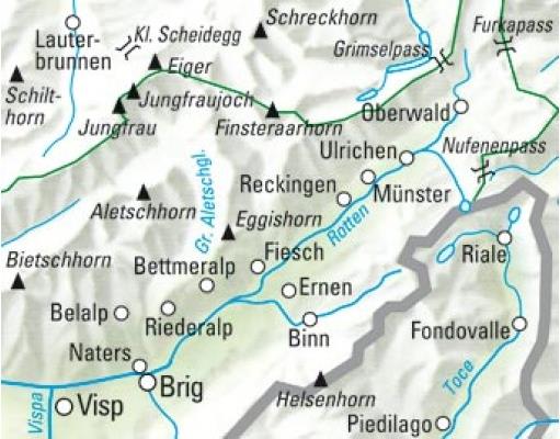 Kümmerly+Frey Wanderkarte 25 Aletsch, Goms 1:60.000