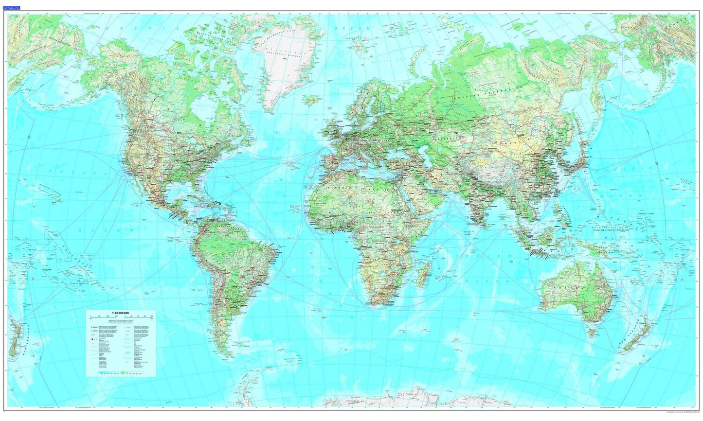 Kümmerly+Frey Weltkarte physikalisch 1:30 Mio.
