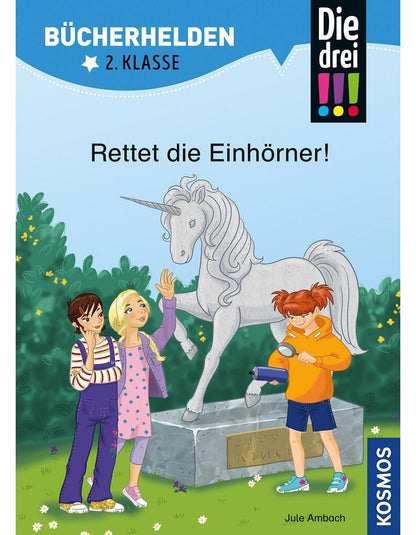 Kosmos Die drei !!!, Bücherhelden 2. Klasse, Rettet die Einhörner! (Deutsch, 2023, Jule Ambach, Katja Rau)