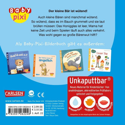 Carlsen Baby Pixi (unkaputtbar) 109: Der kleine Bär ist wütend