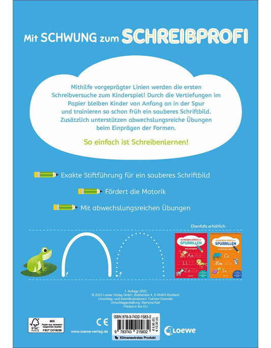 Loewe Schreiben lernen mit Spurrillen - Schwungübungen und erstes Schreiben (Deutsch, 2023, Carmen Eisendle, Loewe Lernen und Rätseln)
