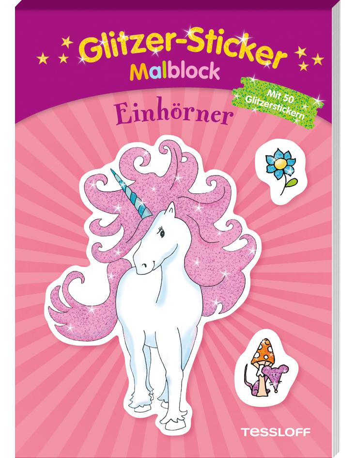 Glitzer-Sticker Malblock Einhörner