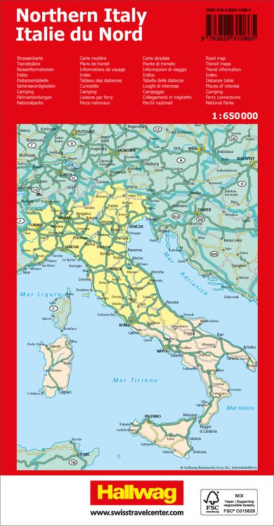 Hallwag Strassenkarte Italien Nord 1:650
