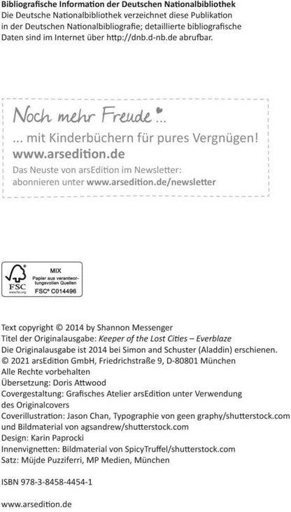 Ars Edition Keeper of the Lost Cities - Das Feuer (Keeper of the Lost Cities 3) (Deutsch, 2021, Shannon Messenger, Doris Attwood)