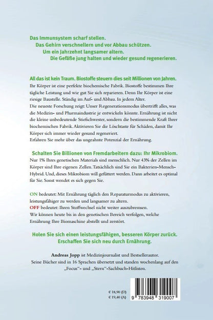 Consult Media ON/OFF GESUNDHEIT. Den Körper neu erschaffen durch Ernährung: Wie Sie Immunsystem, Gehirn, Darm (Deutsch, 2021, Andreas Jopp)