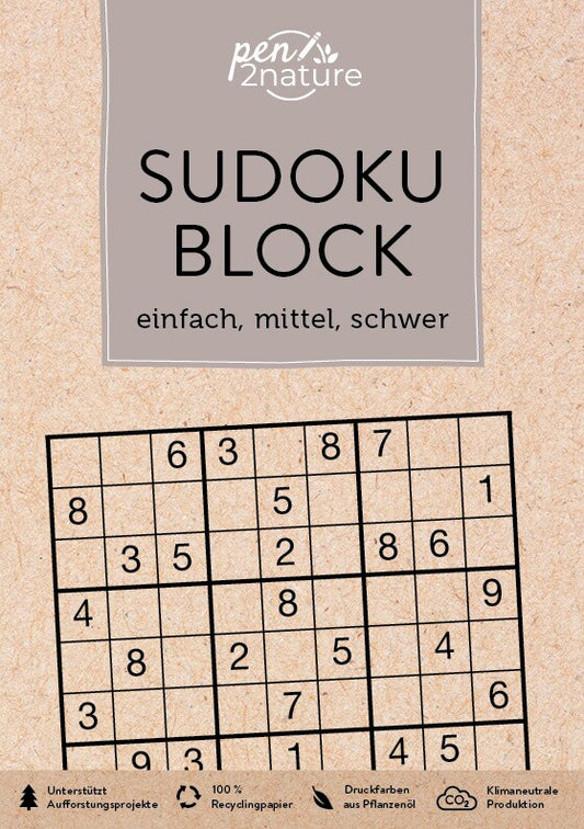 Pen2nature Sudoku-Block  einfach, mittel, schwer (Deutsch, 2022, pen2nature)