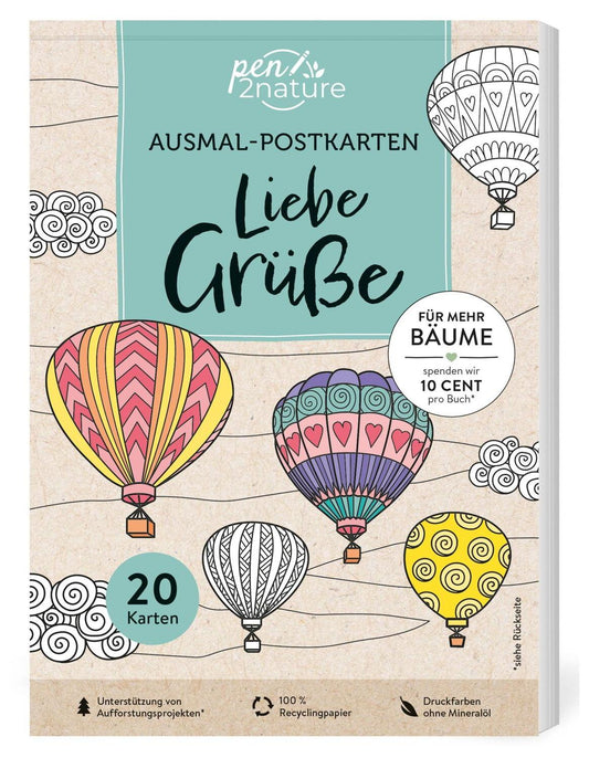 Pen2nature Ausmal-Postkarten Liebe Grüße | 20 Karten