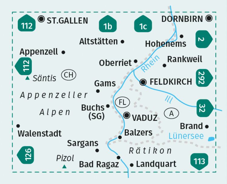 KOMPASS Wanderkarte 21 Liechstenstein, Feldkirch, Vaduz